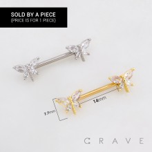 CZ DRAGONFLY 316L SURGICAL STEEL NIPPLE RING